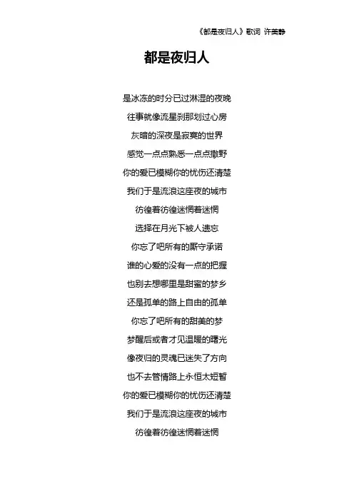 《都是夜归人》歌词 许美静
