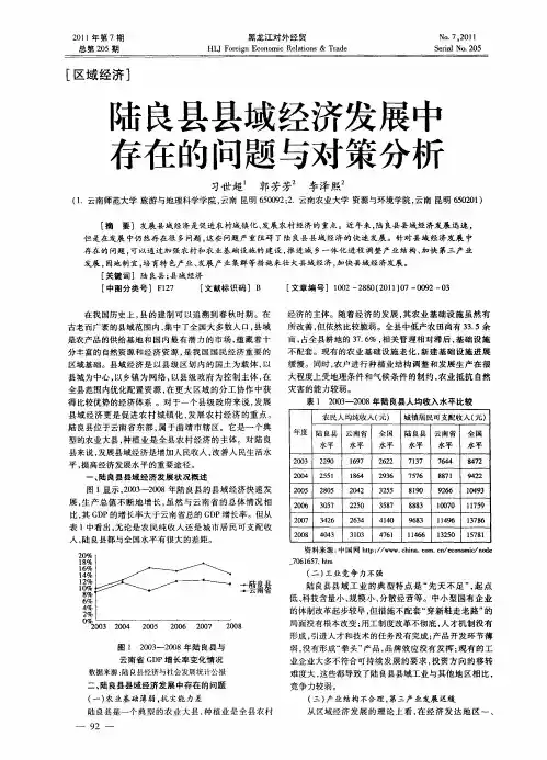 陆良县县域经济发展中存在的问题与对策分析