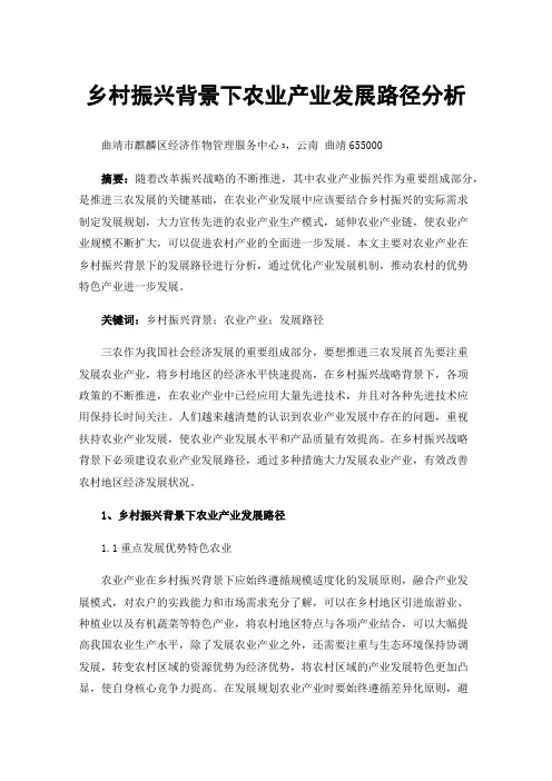 乡村振兴背景下农业产业发展路径分析