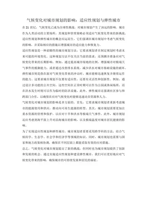 气候变化对城市规划的影响：适应性规划与弹性城市