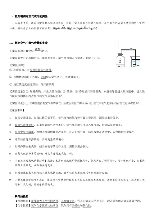 初中化学实验知识点
