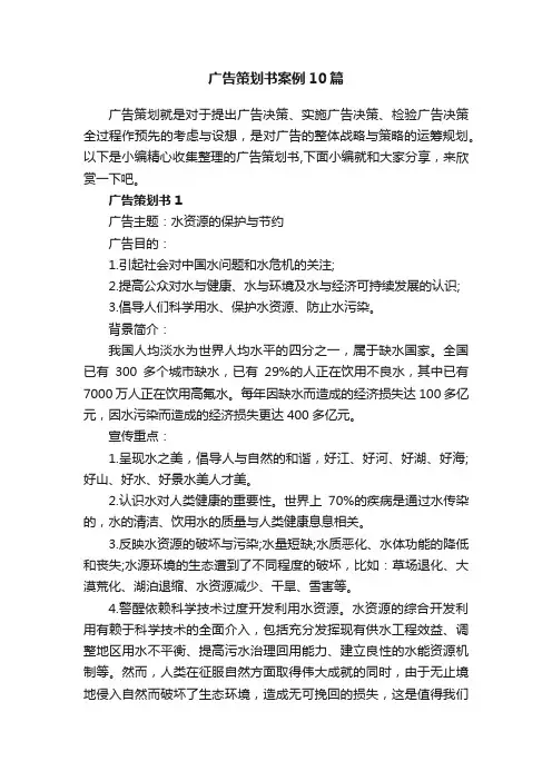 广告策划书案例10篇