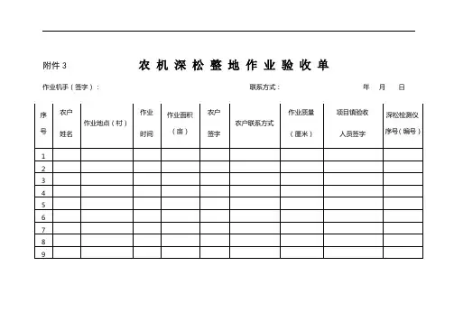 农机深松整地作业验收单