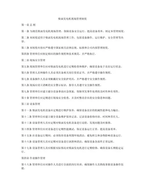 柴油发电机现场管理制度