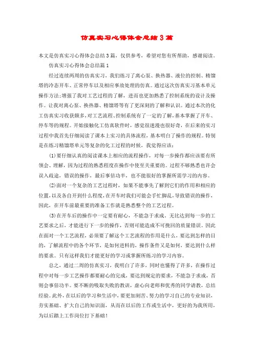 仿真实习心得体会总结3篇