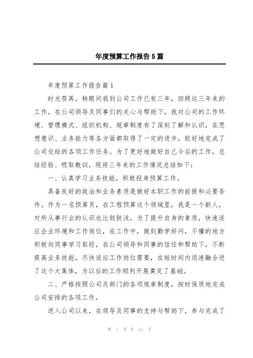年度预算工作报告5篇