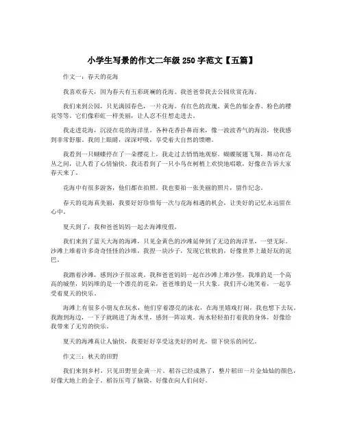 小学生写景的作文二年级250字范文【五篇】