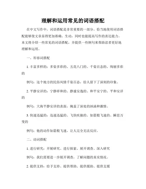 理解和运用常见的词语搭配