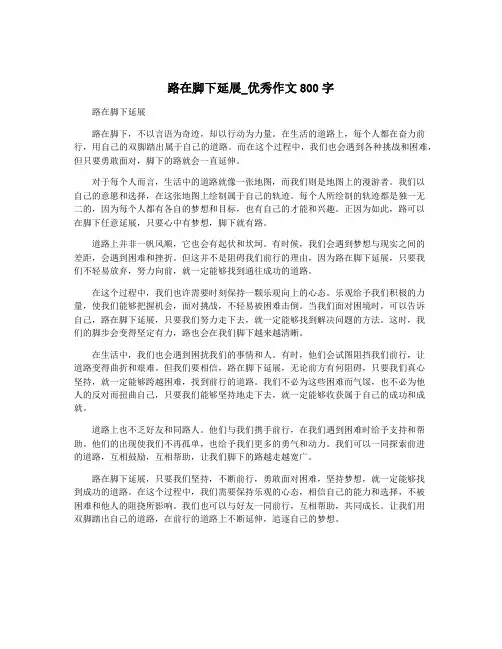 路在脚下延展_优秀作文800字