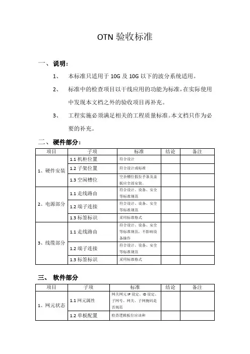 (完整word版)OTN验收标准