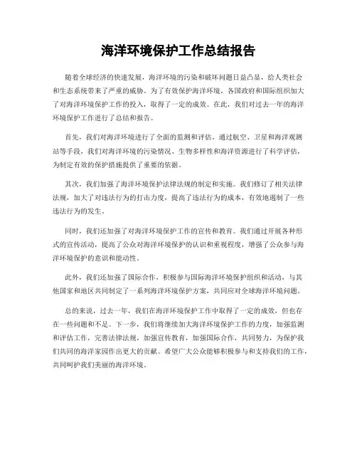 海洋环境保护工作总结报告