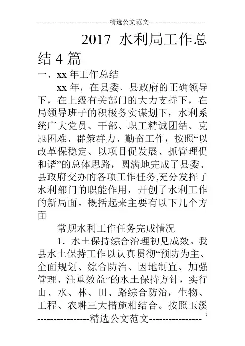 17水利局工作总结4篇
