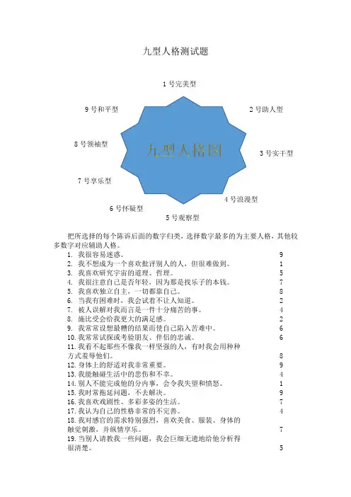 九型人格测试题