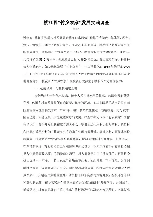 桃江县竹乡农家发展实践调查