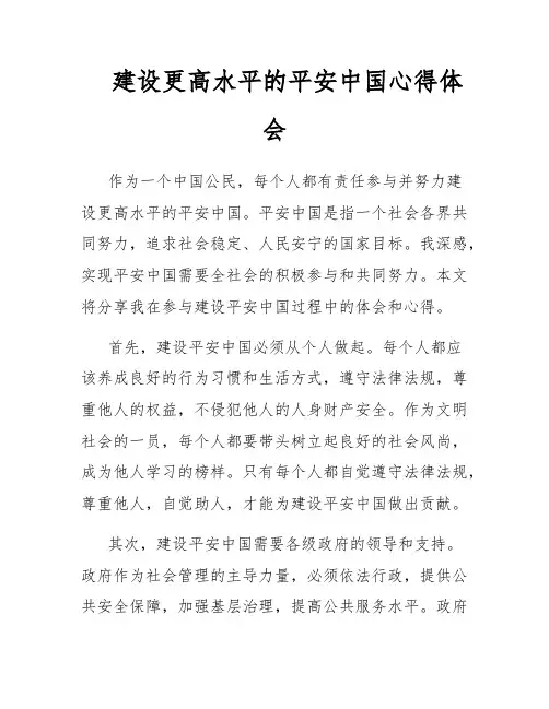 建设更高水平的平安中国心得体会