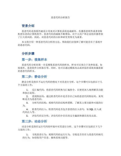 恶意代码分析报告
