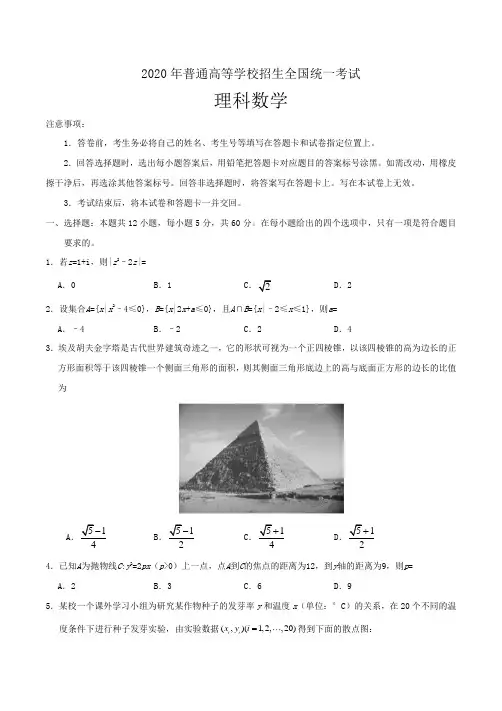 2020年全国卷Ⅰ理数高考试题(附答案word版)
