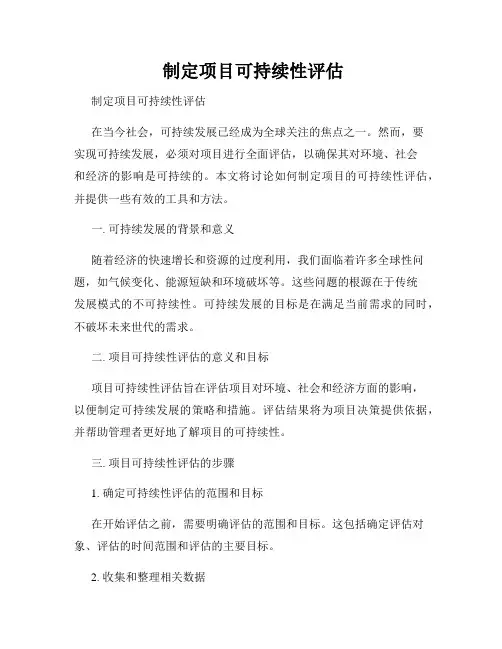  制定项目可持续性评估