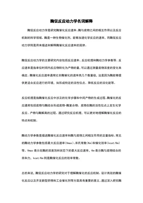 酶促反应动力学名词解释