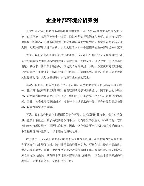 企业外部环境分析案例