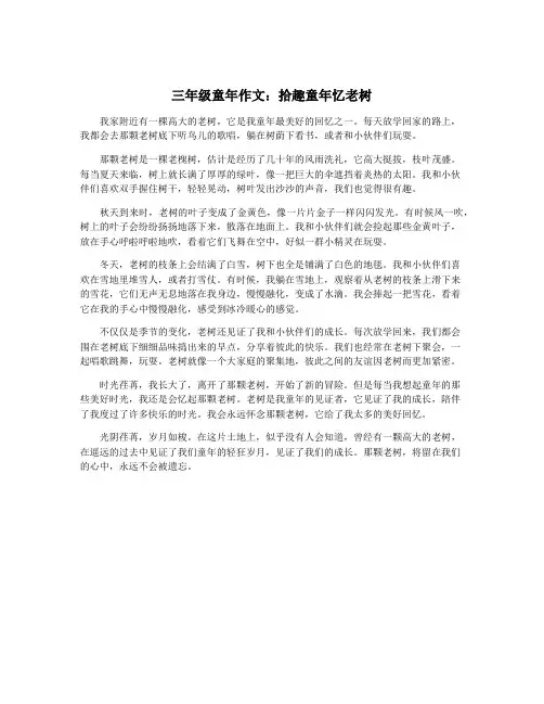 三年级童年作文：拾趣童年忆老树