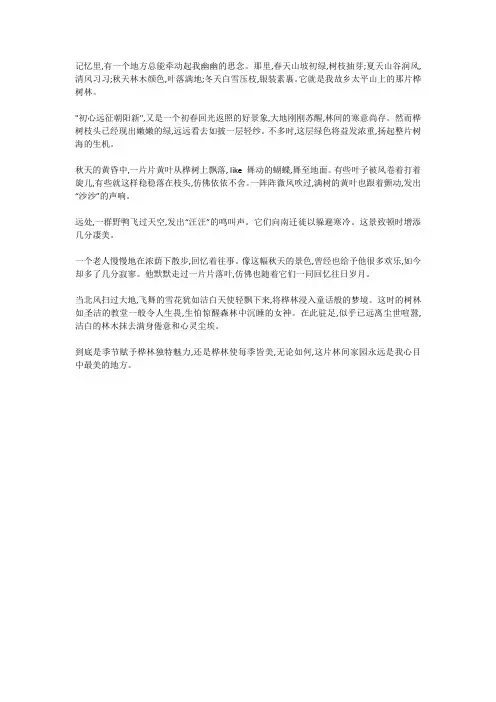 眼中的白桦200字作文