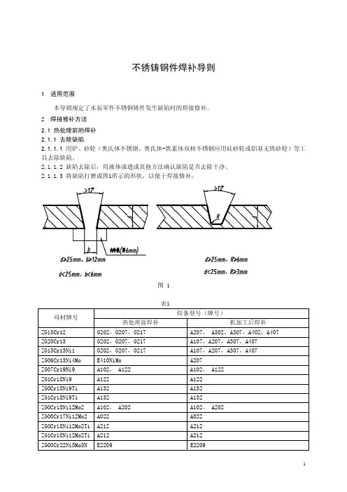 不锈钢铸件焊补导则