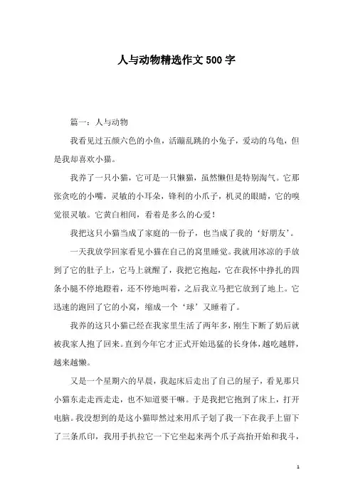 人与动物精选作文500字