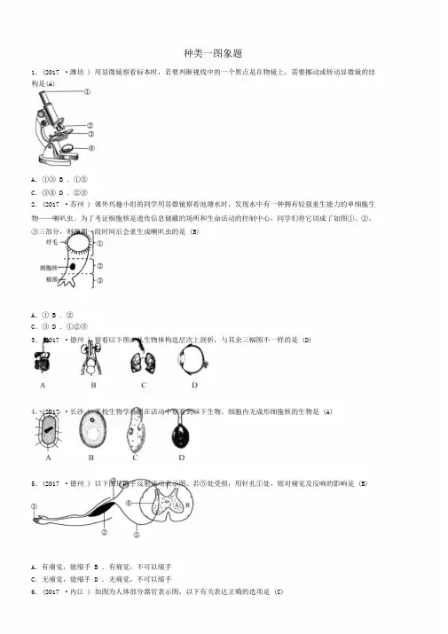 2019届中考生物题型总结复习题型一图表题