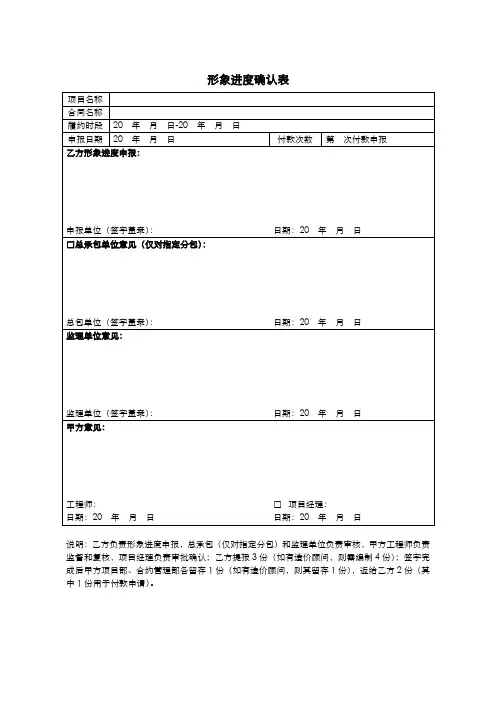 形象进度确认表