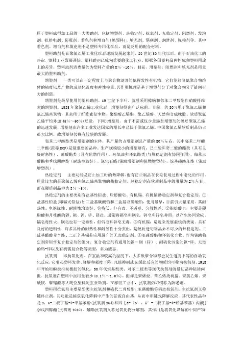 塑料中使用的添加剂