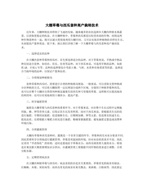 大棚草莓与西瓜套种高产栽培技术