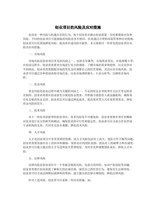 创业项目的风险及应对措施