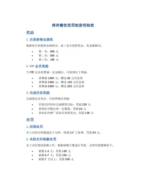 烤肉餐饮奖罚制度明细表