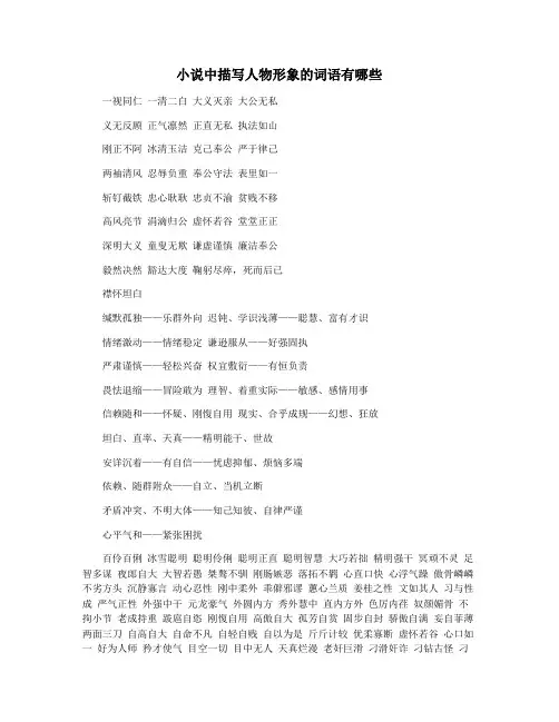 小说中描写人物形象的词语有哪些