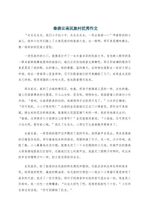 春游云南民族村优秀作文