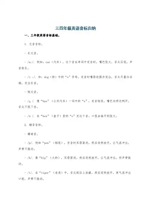 三四年级英语音标归纳