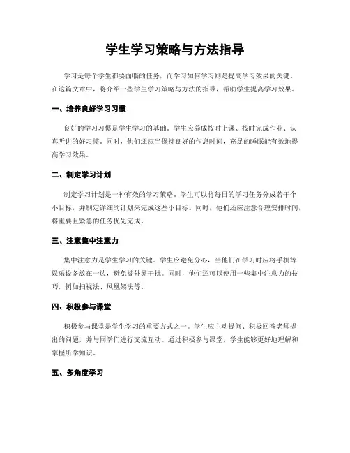 学生学习策略与方法指导