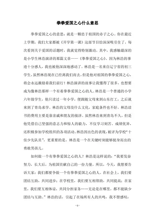 拳拳爱国之心什么意思