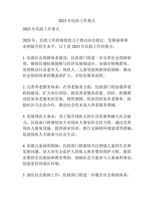 2023年民政工作要点