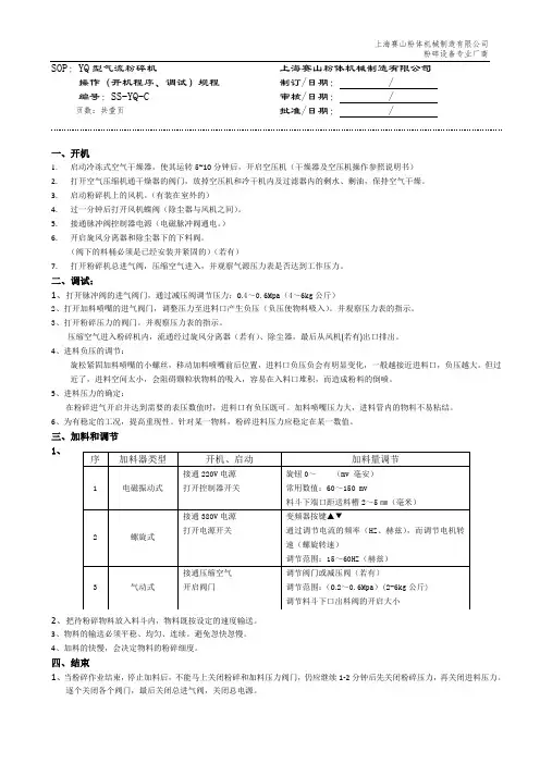 上海赛山气流粉碎机YQ50-SOP操作