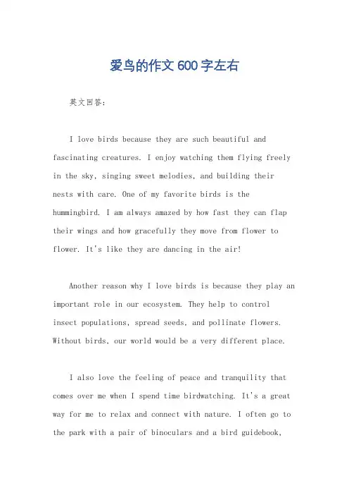 爱鸟的作文600字左右