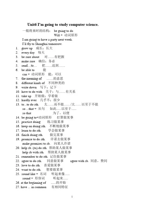 2015人教新目标英语八年级上期末复习Unit6-10短语句型知识点