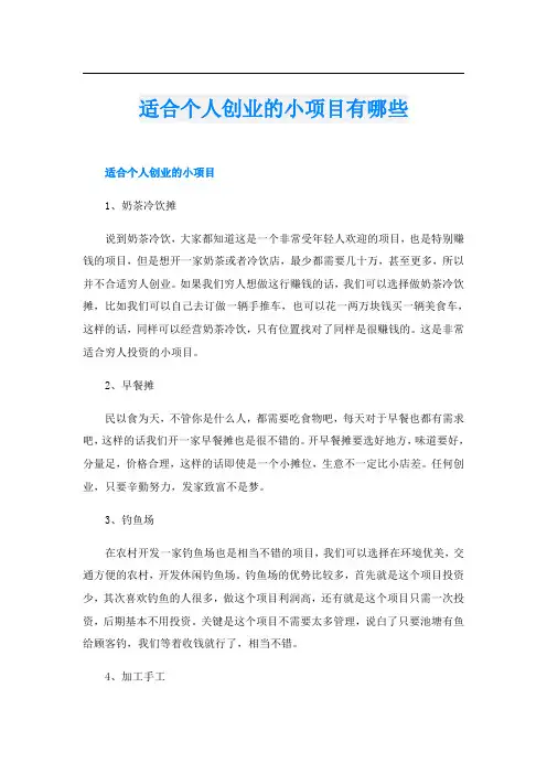 适合个人创业的小项目有哪些