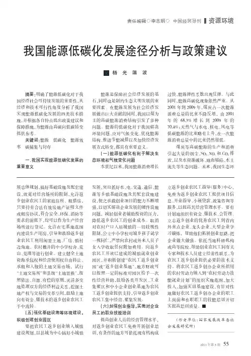 我国能源低碳化发展途径分析与政策建议(1)