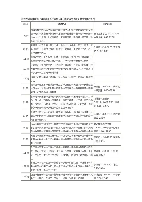 天津公共交通的时刻表