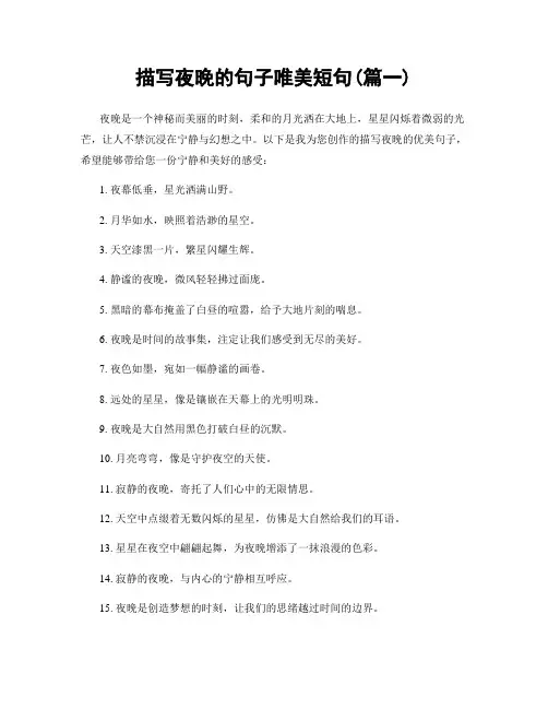 描写夜晚的句子唯美短句(精选两篇)