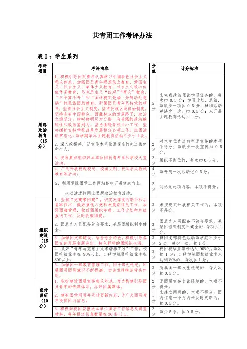 共青团工作考评办法