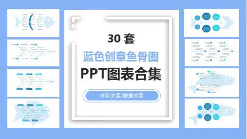 蓝色鱼骨图企业财务数据汇报图表