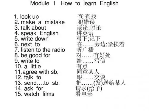 八年级外研版英语M1------M9重点短语